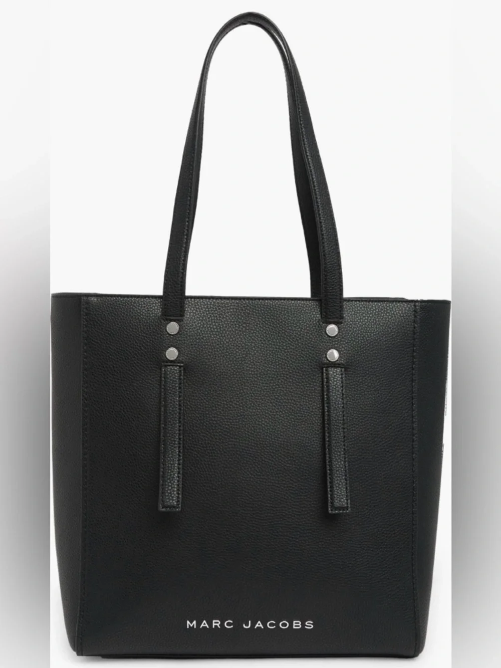 Marc Jacobs Black Pebbled Leather Tote Bag Zip Top Large Shoulder Authentic NWT - Picture 1 of 6